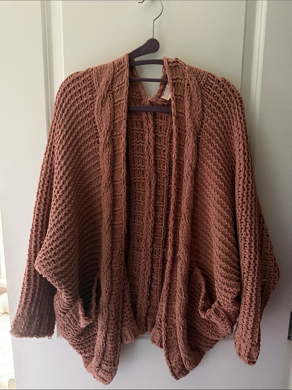 Pink Lily Chunky Open-Front Cardigan Sweater - Rusty Rose